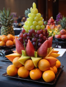 Beautifully Arranged Fruit Cluster Showcasing Shape Harmony at a Culinary Event photo