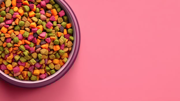 Vibrant Mix of Dog Food and Fresh Vegetables in Modern Bowl on Bright Background photo
