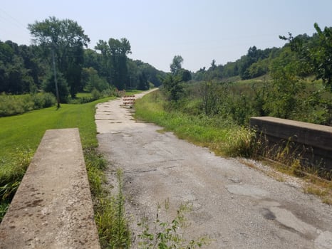 Driving on an Old Section of Route 66 over a Bridge near Gillespie, Illinois photo