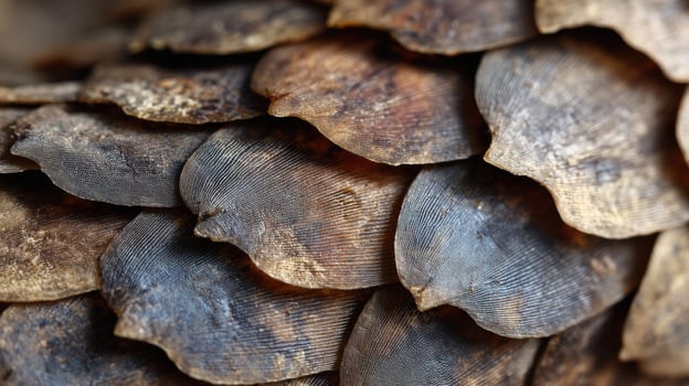Macro View of Pangolin Scales Showcasing Intricate Textures and Natural Patterns Found in Wildlife Habitats photo