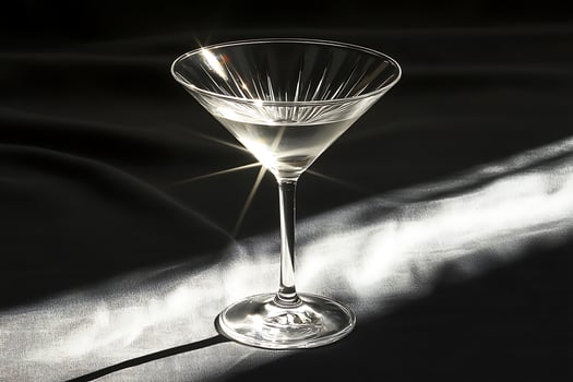 Martini Glass with Sparkling Light Elegant Still Life Photography. photo