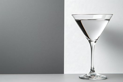 Martini Glass on Gray and White Background Clean Minimalist Still Life. photo