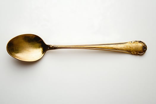 Antique Gold Spoon on White Background Elegant Tableware for Culinary or Vintage Design. photo