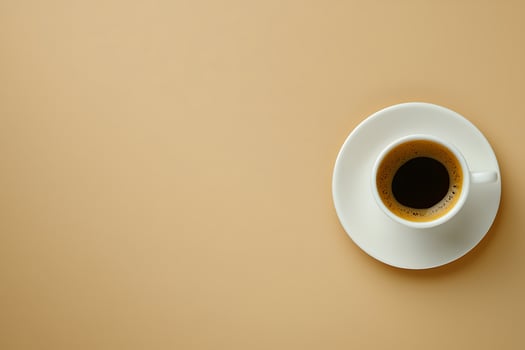 A Cup of Espresso on a Beige Background Simple Coffee Image for Design Projects. photo