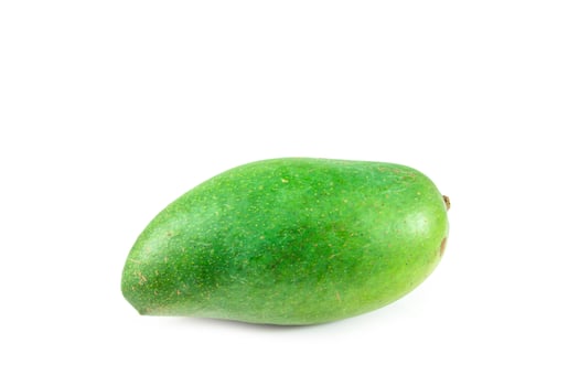 A single green mango on a white background photo