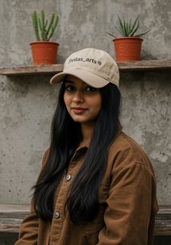 A woman wearing a hat and jacket sitting on a bench photo