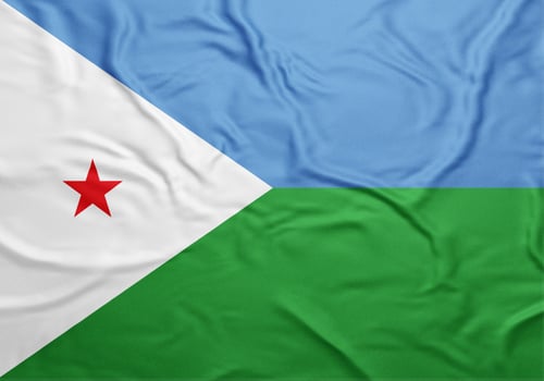 The flag of Djibouti waving proudly symbolizing on transparent background photo