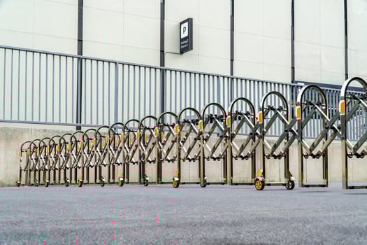 Movable and portable street fence for preventing cars entering the restricted area. photo
