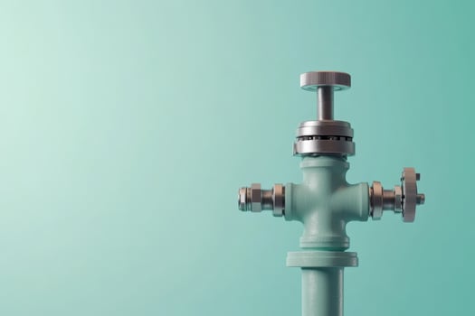 Industrial water valve structure against a pastel background showcasing plumbing design and infrastructure in a contemporary setting photo