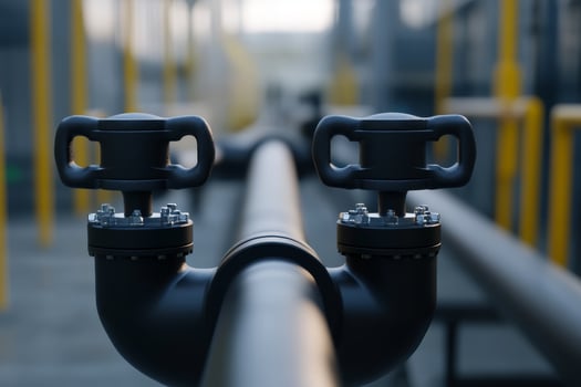 Industrial pipes and valves in a modern facility showcasing advanced engineering and infrastructure design photo