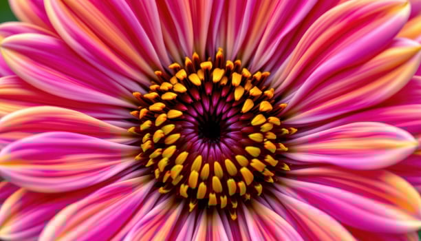 close up view of a zinnia bloom with colorful concentric rings of petals forming a vivid and bold display. photo