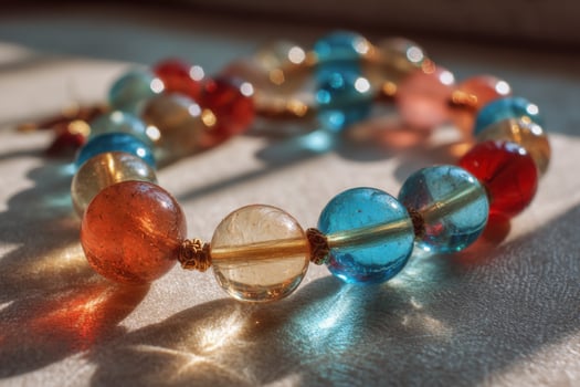 A bracelet with colorful glass beads on it photo