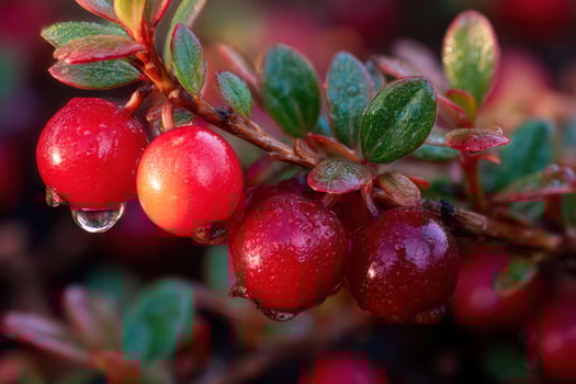Red berries on a plant with water droplets photo