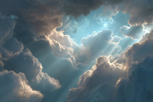 Clouds and sun rays are shown in this image photo