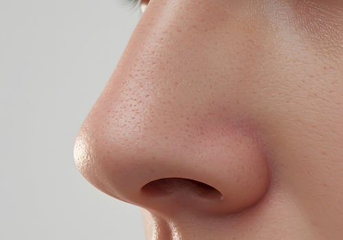 Closeup human nose detail photo