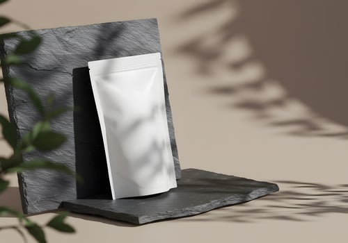 White packaging mockup on stone photo