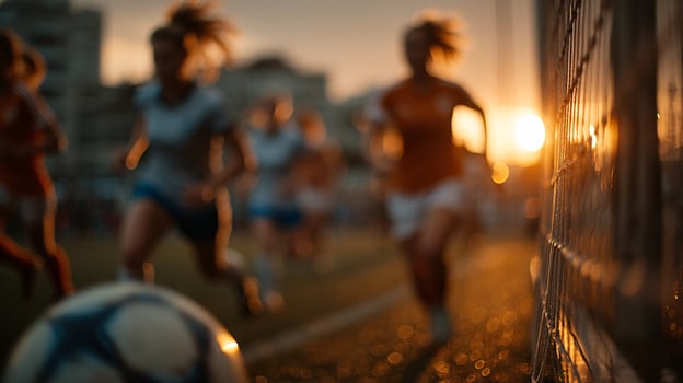 Women Enjoying a Fun Weekend Soccer Game on the Field photo