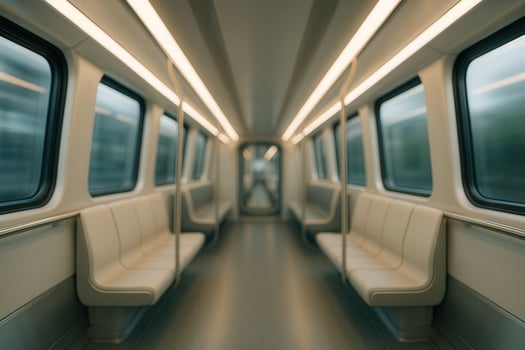 Monorail Interior with Soft Ambient Lighting and Blurred Background Creating Modern Transit Atmosphere photo