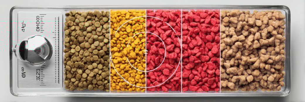 Pet Food Scale Displaying Portioned Food With Visual Overlay in a Clean Layout for Accurate Measurements photo
