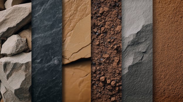 Variety of natural textures showcasing rock and soil formations in earthy tones photo