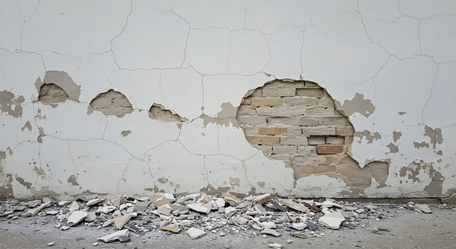Crumbling Wall Exposed Brick Texture and Decay photo