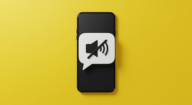 Smartphone silently communicating with mute notification symbol representing quiet communication photo