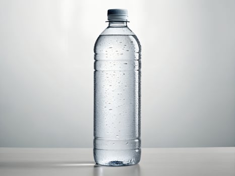 Clear Plastic Water Bottle on White Background photo