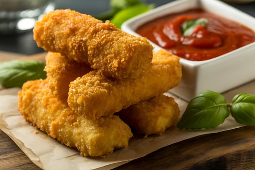 Crispy mozzarella sticks with marinara photo