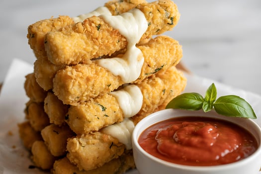 Fried cheese sticks with marinara sauce photo
