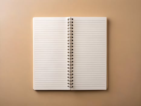 blank notebook beige background photo