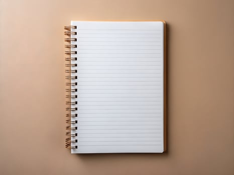 open notebook with a blank page on a beige background photo