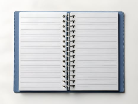 open notebook with blank pages on a white background photo