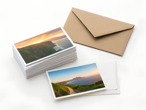 Stack of Landscape Photographs with Brown Envelope photo