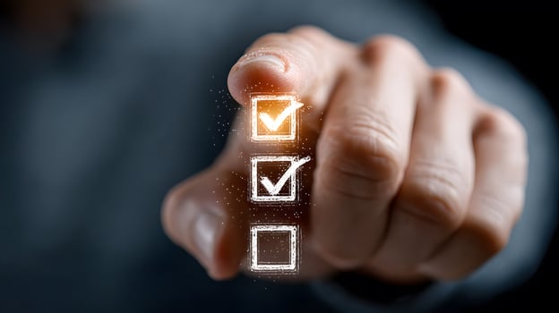 Close-up View of Finger Selecting Tasks on Digital Checklist photo
