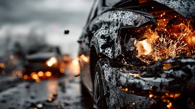 Impact in Intense Close-Up of a Road Crash photo