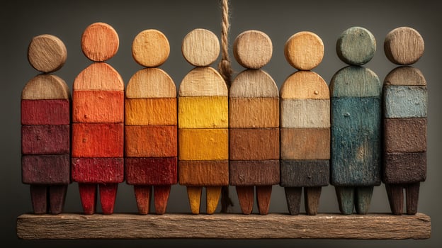 Colorful Wooden Figures Representing Gender Equality and LGBTQ Rights photo