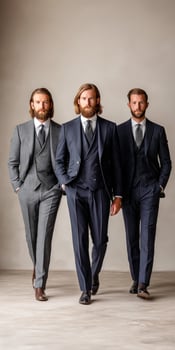 Three men in suits standing in a row photo