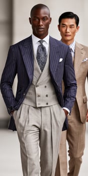 Two men in suits walking down the street photo
