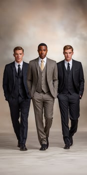 Three men in suits walking together photo