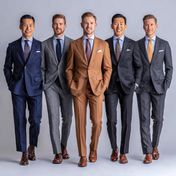 Five men in suits standing in a row photo