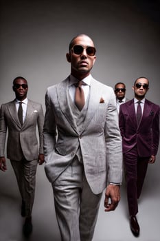 A group of men in suits and sunglasses photo