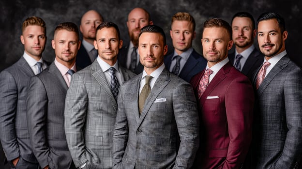 A group of men in suits posing for a photo