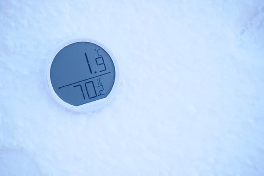Snowy measurement of temperature and humidity level photo