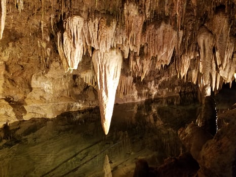 Stalactites on a Cave Ceiling, Underground Rock Formations in Missouri photo