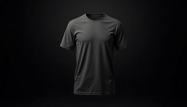 Dark T-shirt Floating on a Black Background for Apparel Mockup photo