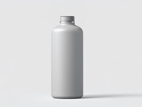 Minimalistic gray bottle on a neutral background. photo