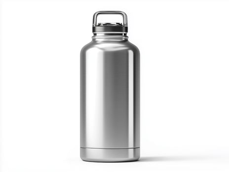 Stainless steel water bottle on a white background. photo