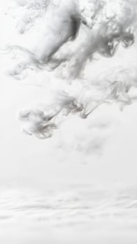 Ethereal white and grey smoke swirls gracefully on a pristine background, creating an abstract, flowing texture perfect for serene designs and concepts. photo
