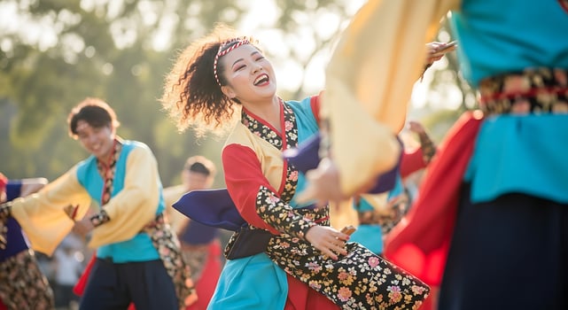 A group of women in traditional clothing dancing photo