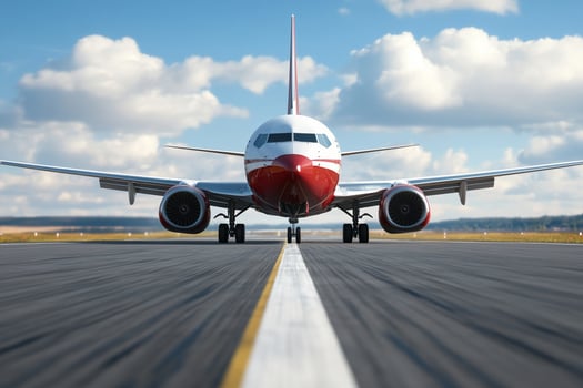 A large passenger jet is on the runway photo